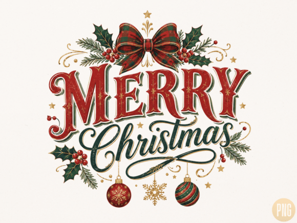Download Merry Christmas Vintage Typography PNG - Png Collection