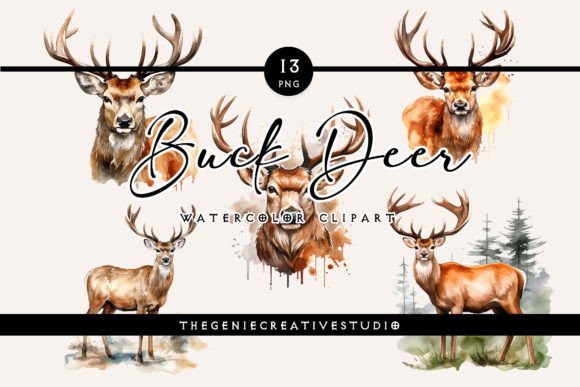 Download Watercolor PNG Buck Deer Clipart - Png Collection