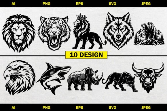 Download Wild Animal Vector Bundle Design SVG PNG - Png Collection
