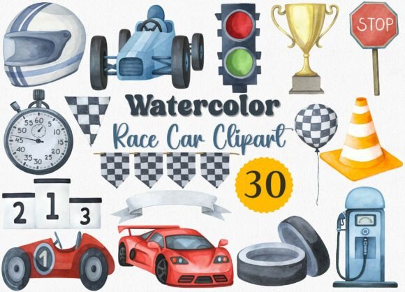 Download Watercolor Race Car Clipart, Racing PNG - Png Collection