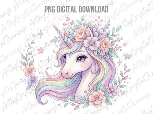 Download Pastel Floral Unicorn PNG - Png Collection