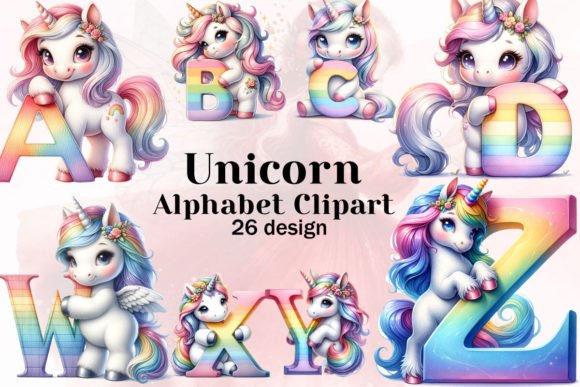Download Cute Unicorn Alphabet Clipart PNG - Png Collection