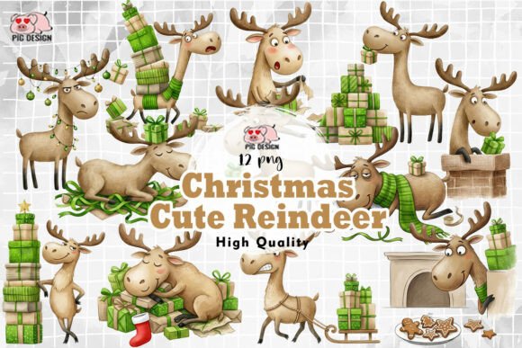 Download Christmas Cute Reindeer Clipart PNG - Png Collection