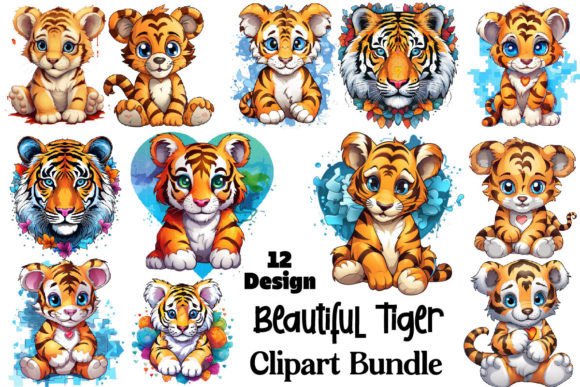 Download Beautiful Tiger Clipart PNG Bundle - Png Collection