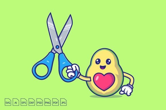 Download Avocado Holding Scissors Character - Premium Bundle