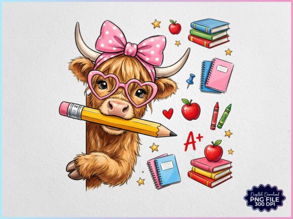 Download Back to School Highland Cow PNG - Png Collection