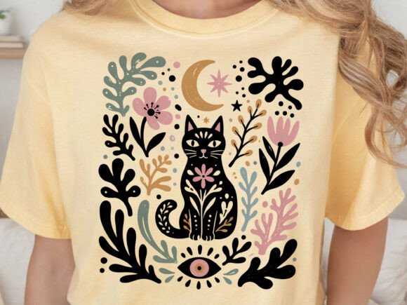 Download Mystical Black Cat Folk Art PNG File - Png Collection