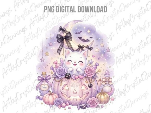 Download Pastel Halloween Cat Pumpkin Clipart PNG - Png Collection