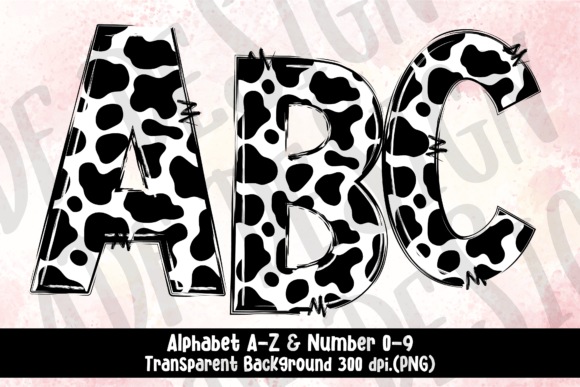 Download Cow Print Doodle Alphabet Clip Art PNG - Png Collection