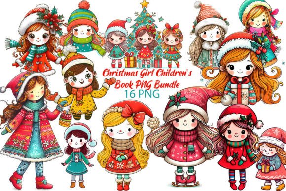 Download Christmas Girl Children's Book PNG Set - Png Collection