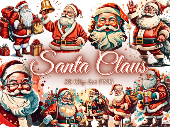 Download 30 Retro Santa Claus Clipart PNG - Png Collection