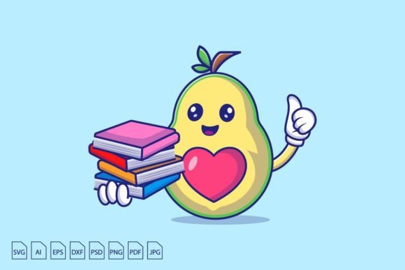 Download Avocado Holding Books Vector - Premium Resources