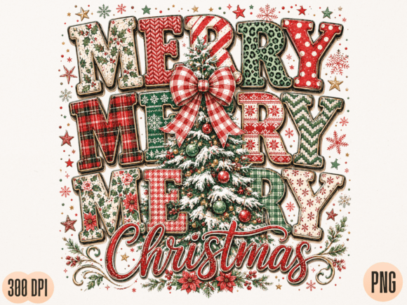 Download Merry Merry Merry Christmas Tree PNG Des - Png Collection